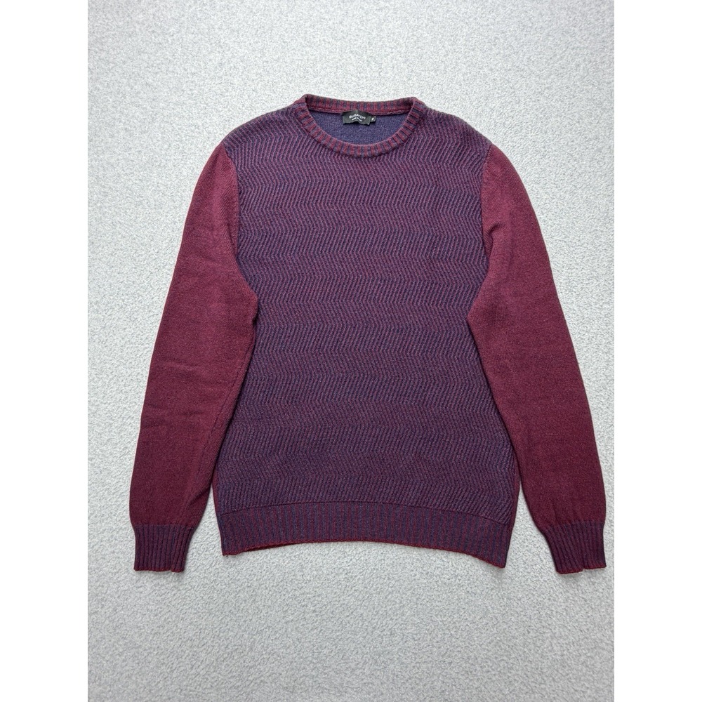 Bugatchi Sweater Mens Medium Burgundy Merino Wool Cashmere Made Italy